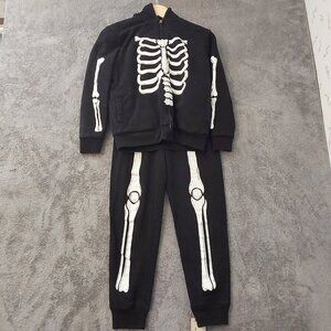 Kids Skeleton Hoodie & Jogger Set | Black Glow Style | Size L (10/12)
